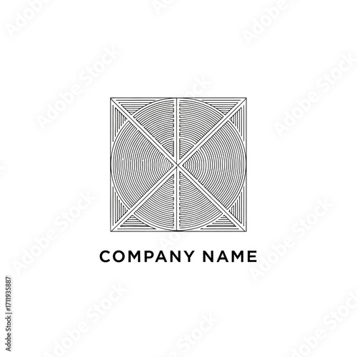 Abstract Geometric Logo Design with Square and Circle Elements.