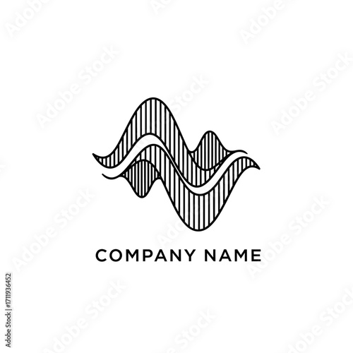 Abstract Waveform Logo Design with Vertical Lines and Smooth Curves.