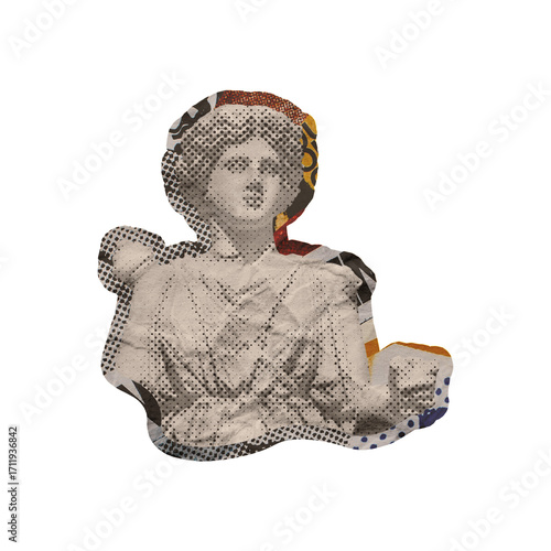 Statue Element Collage Art