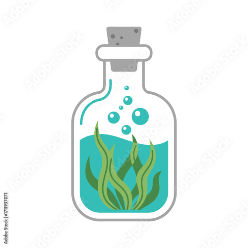 Bottle with Seaweed and Bubbles - A Whimsical Underwater Elixir.
