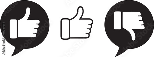 Thumbs Up and Thumbs Down Icons in Speech Bubbles thumb up