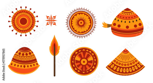 Collection of Traditional Indian Art and Cultural Symbols.