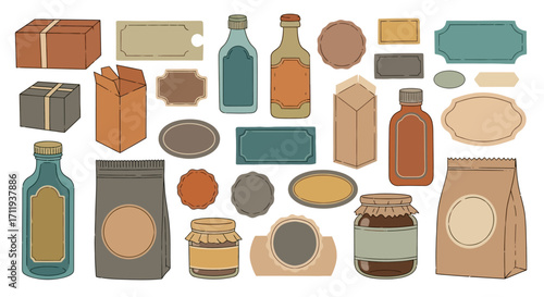 Collection of Vintage Packaging Designs for Various Products.