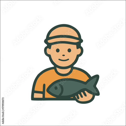 proffession, fisher icon and vector