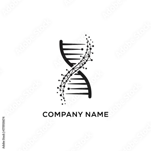 DNA Strand with Connected Dots and Lines for Science or Technology Company.