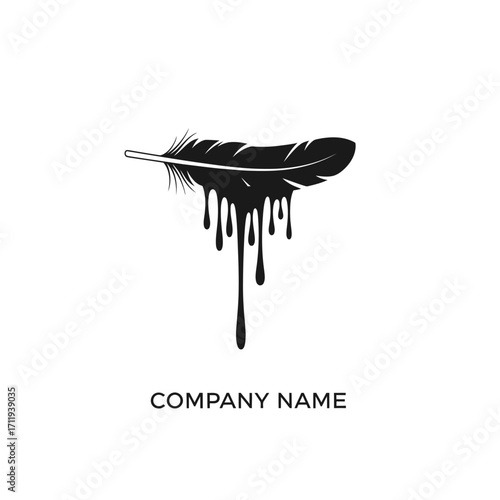 Feather with dripping paint, artistic expression, creative concept, unique design.