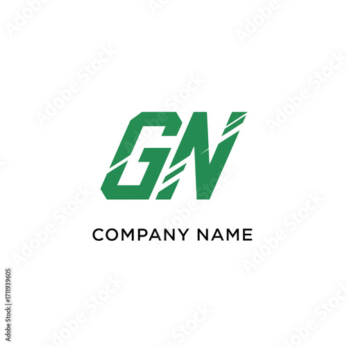 Green GN Letter Logo Design with Modern Style and Company Name.