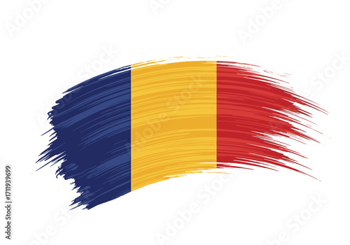 Vibrant brush stroke flag of Chad symbolizing national pride and unity.
