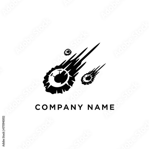 Meteor Shower Logo Design with Cosmic Debris and Company Name.