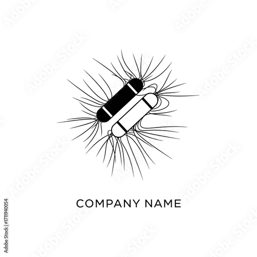 Minimalist Logo Design Featuring Two Capsules Surrounded by Radial Lines.