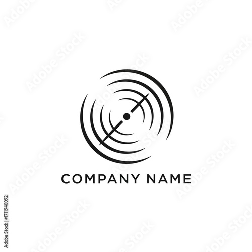 Minimalist Target Logo Design with Concentric Circles and Crosshairs.