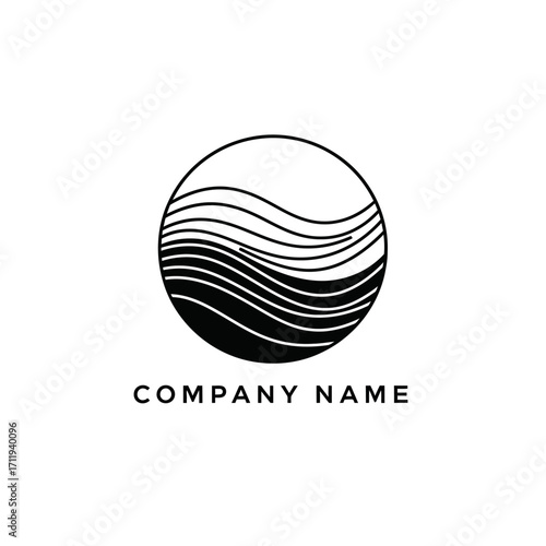 Minimalist Wave Circle Logo Design with Company Name Placeholder.