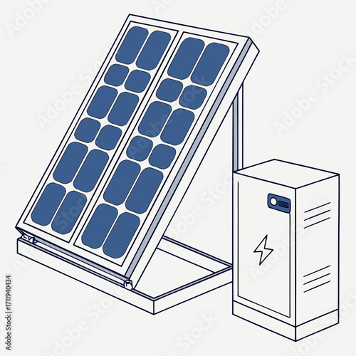 Clean energy system with solar panel and battery storage unit for renewable power generation
