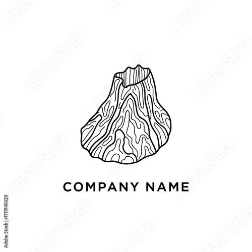 Stylized Tree Stump Illustration with Wood Grain Texture for Nature-Inspired Brand.
