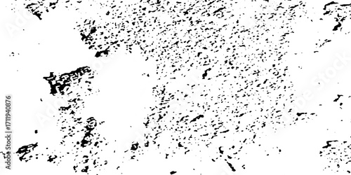 Distress urban overlay spotted concrete grain surface grainy noise rust wall grunge black splatter and white background. damaged chalk crack rough ink wall texture.	