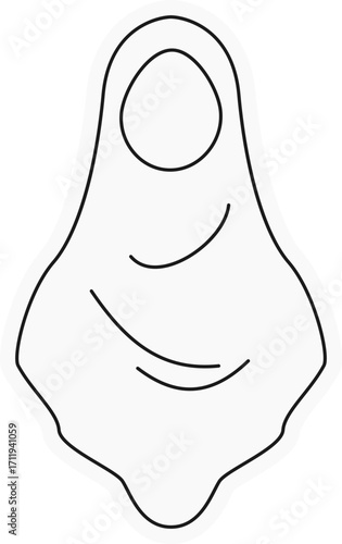 Long khimar outline icon — modest islamic veil illustration