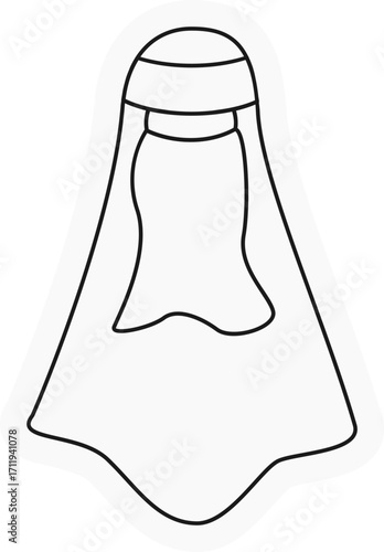 Niqab with khimar outline icon — full cover islamic modest wear