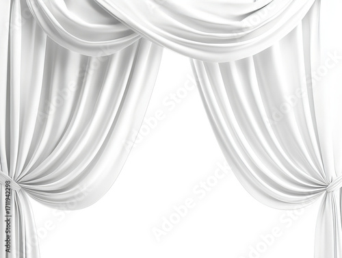 Elegant white draped fabric with a transparent background