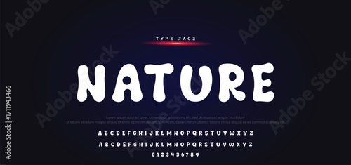 Vector of modern comical font and alphabet. Playful style font design, colorful childish alphabet, letters and numbers vector illustration