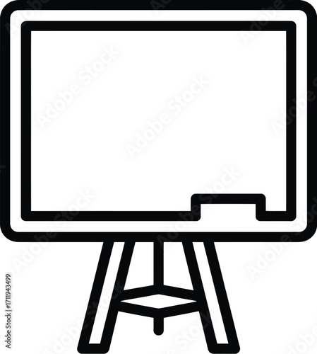 Easel with blank board white black outline