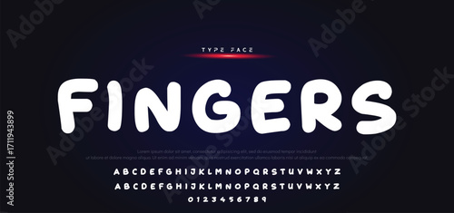 Vector of modern comical font and alphabet. Playful style font design, colorful childish alphabet, letters and numbers vector illustration
