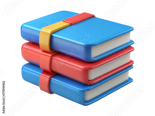 Stacked cartoon books with colorful bands for education and reading themes