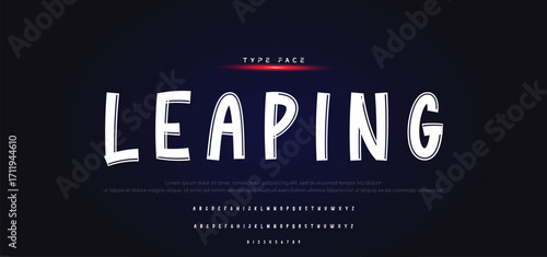 Kids style colorful font design, playful childish alphabet, letters and numbers vector illustration