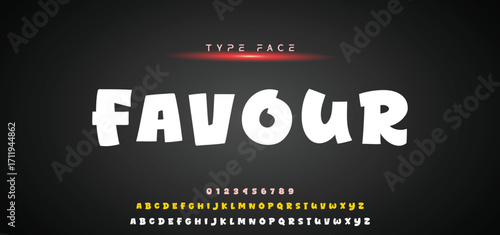 Kids style colorful font design, playful childish alphabet, letters and numbers vector illustration