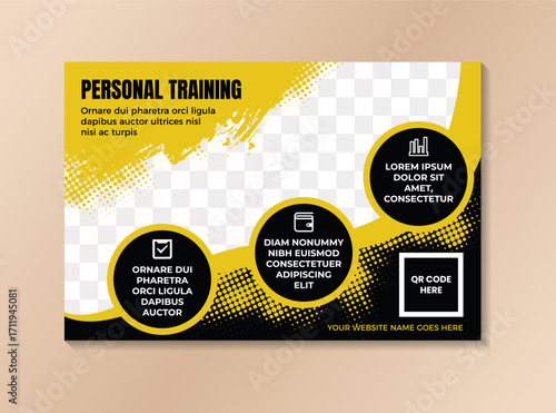 Yellow Personal Trainer Banner can be used to find and connect with clients, as well as to stay connected to the fitness community at large. an effective way to showcase a trainer’s qualified
