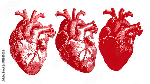 Photography Anatomical heart variations isolated on white background