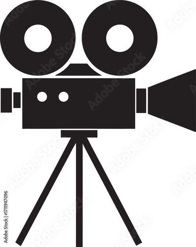 Vintage film camera on a tripod icon movie camera video camera
