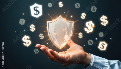 Fighting illicit finance shield protect money security glow