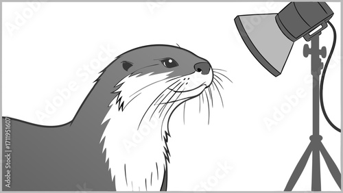 Stylized Otter Portrait in Studio Lighting.