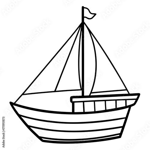 Minimal Sailboat Line Vector