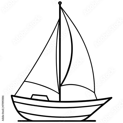 Minimal Sailboat Line Vector