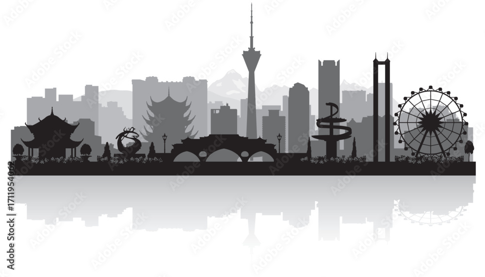Obraz premium Chengdu China city skyline silhouette