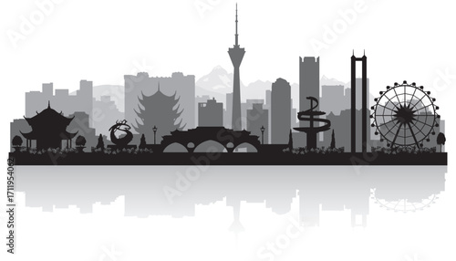 Chengdu China city skyline silhouette