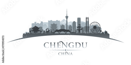 Chengdu China city skyline silhouette