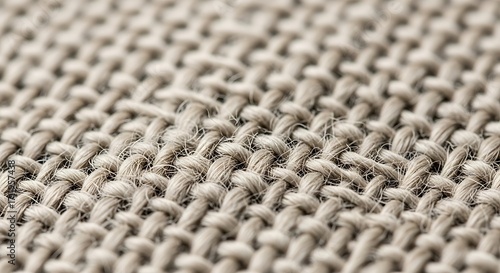 Close Up of Light Beige Woven Fabric Texture.