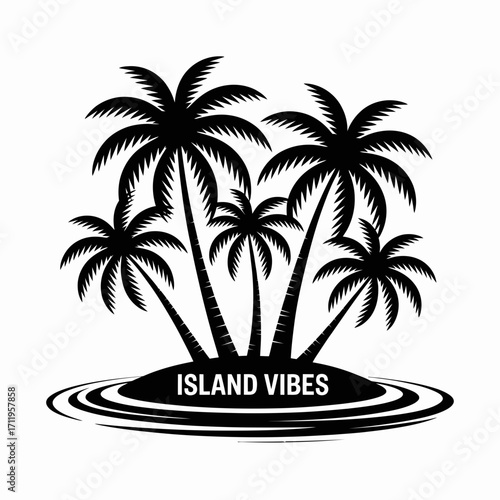 palm, tree, island, tropical, beach, silhouette, paradise, exotic, ocean, coast, seaside, nature, illustration, vector, graphic, black, shadow, scenery, landscape, vacation, travel, summer, resort, ge