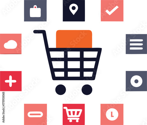 Shopping cart and e commerce icons
