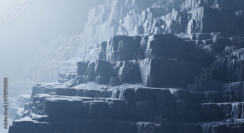 Icy Mountain Range Landscape.