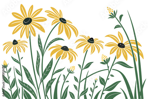 yellow flowers on white background