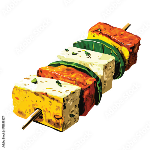 Afghani Paneer Tikka cottage cheese yoghurt marinated skewer indian tandoor kebab	