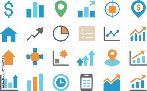 Collection of business and finance icons