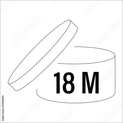 18 m Period after opening symbol indicating eighteen months shelf life limit  Vector