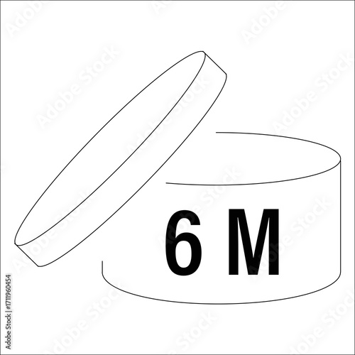 6m Expiration date symbol indicating six months after opening on product label Vector 