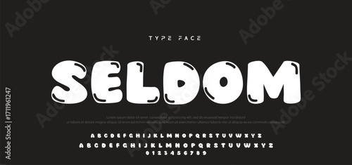 Playful style font design, colorful childish alphabet, letters and numbers vector illustration