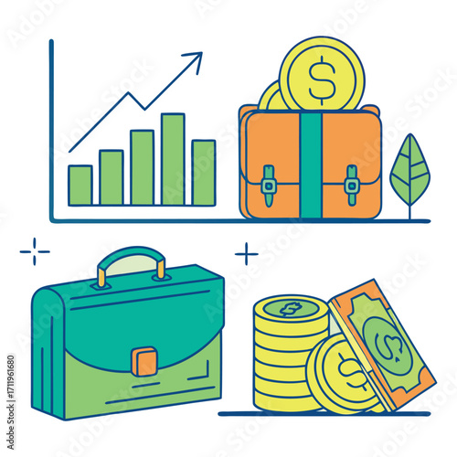 Minimal Business Finance Vector Icon Set