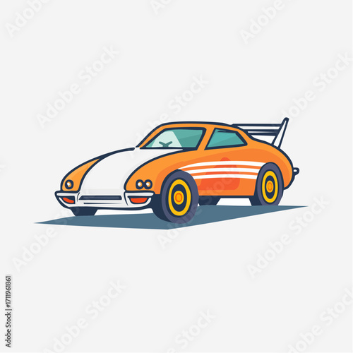 Illustration of a vintage sports car with a sleek design and aerodynamic spoiler, showcasing retro automotive style